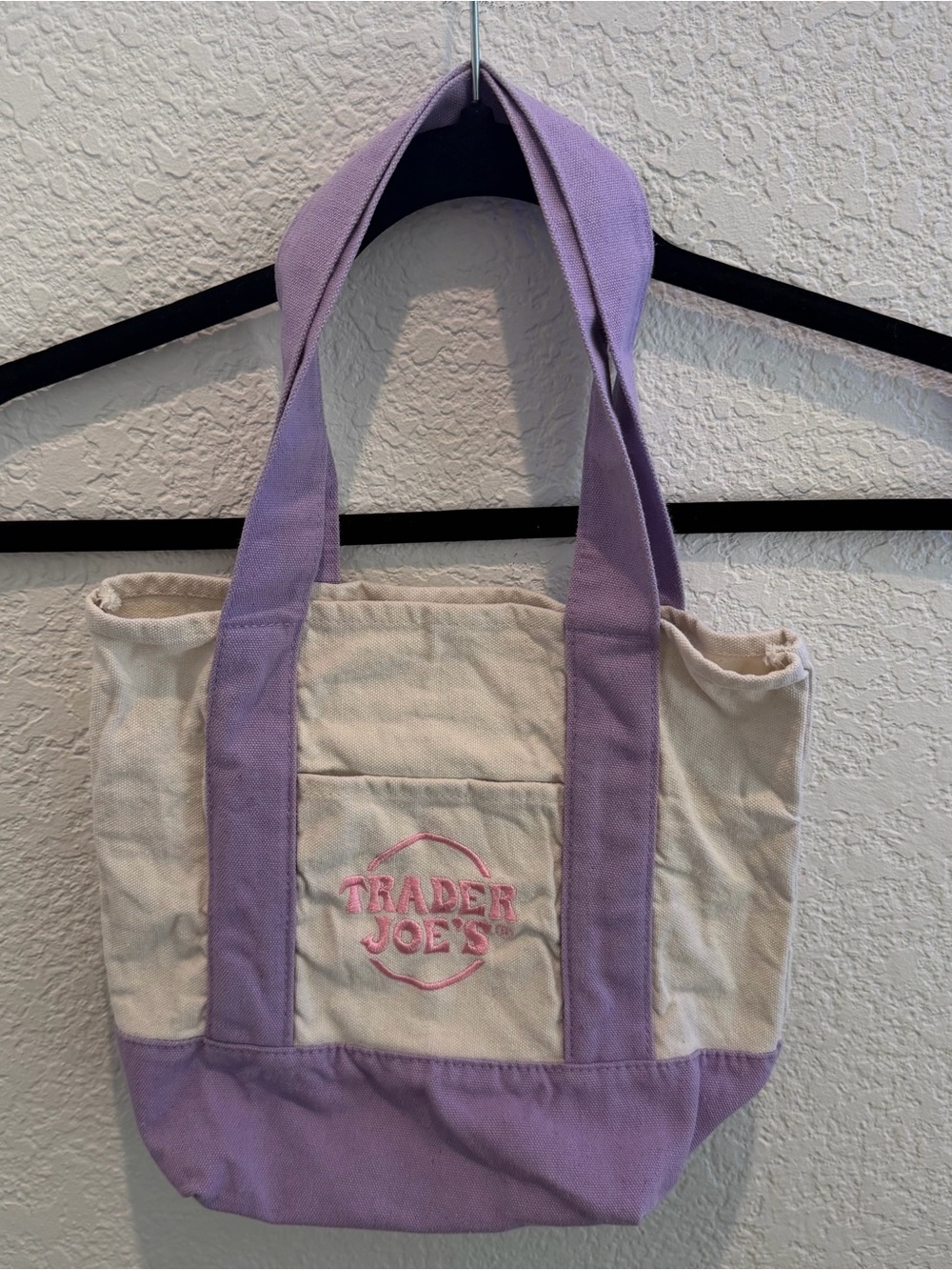 Trader Joe's Cream and Lavender Canvas Tote